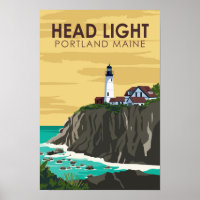 Portland Head Light Maine Vintage Art