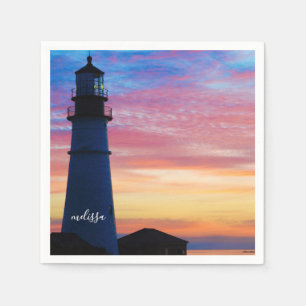Portland Head Light Sunrise Maine Lighthouse Napkin