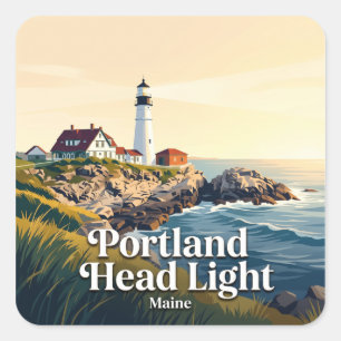 Portland Head Light USA Square Sticker