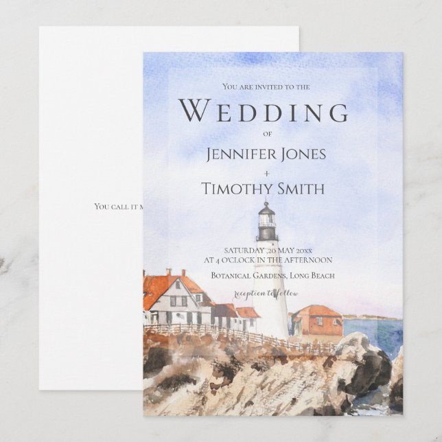 Portland Head Light  wedding invitation  (Front/Back)
