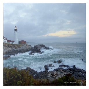 Portland Head Lighthouse at sunrise Tile