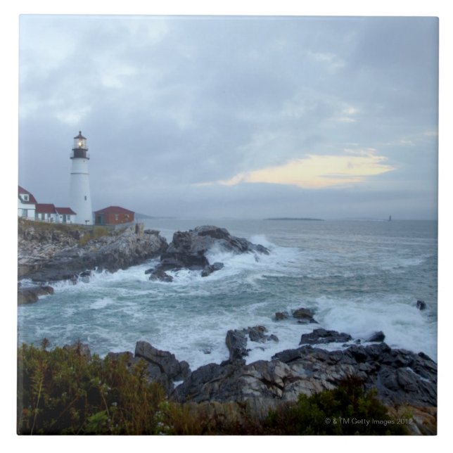 Portland Head Lighthouse at sunrise Tile (Front)