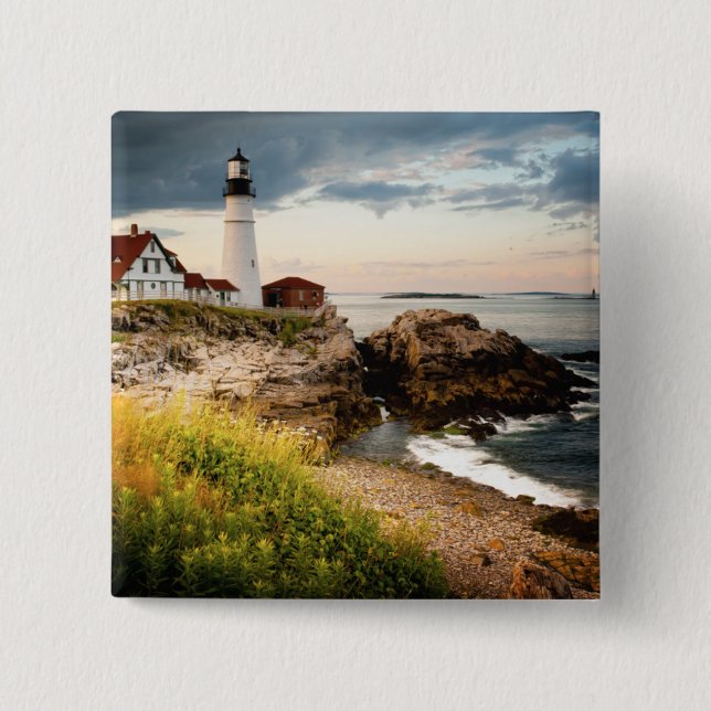 Portland Head Lighthouse | Cape Elizabeth, Me 2 Inch Square Button (Front)