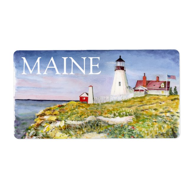 Portland Head Lighthouse Maine Aquarelle Peinture (Devant)