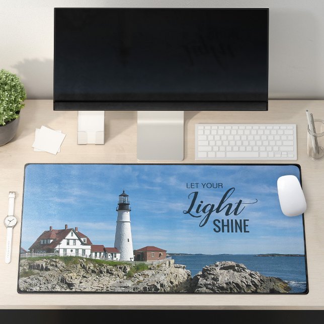 Portland Head Lighthouse Maine Inspirational Quote Desk Mat (Creator Uploaded)
