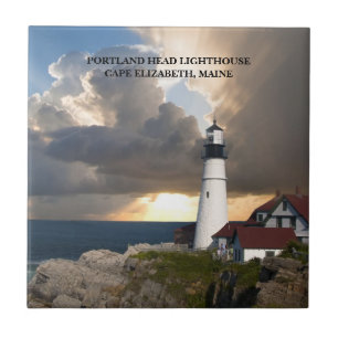 Portland Head Lighthouse Maine Sunset Photo Tile