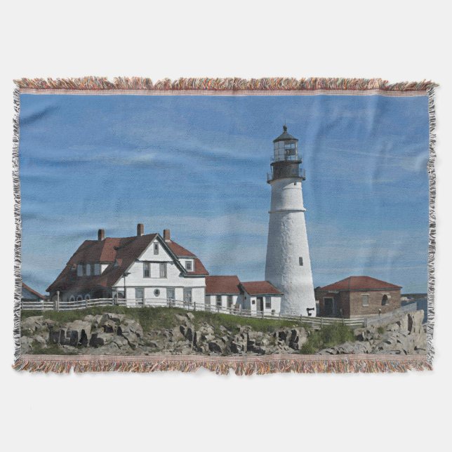 Portland Head Lighthouse Maine Throw Blanket (Front)