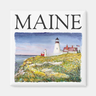 Portland Head Lighthouse Maine Watercolor Painting Magnet