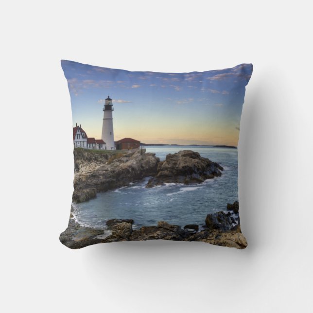 Portland Head Lighthouse Throw Pillow (Front)
