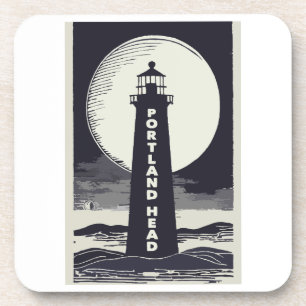 Portland Head Maine Lighthouse Moon Coaster