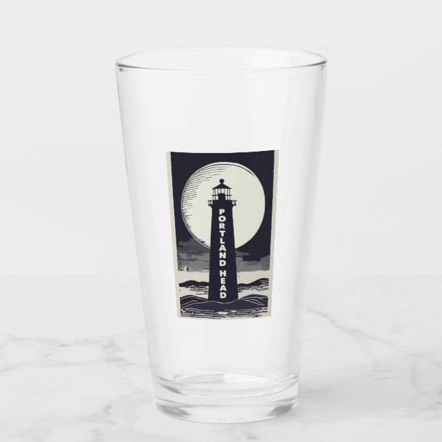 Portland Head Maine Lighthouse Moon Glass (Front)