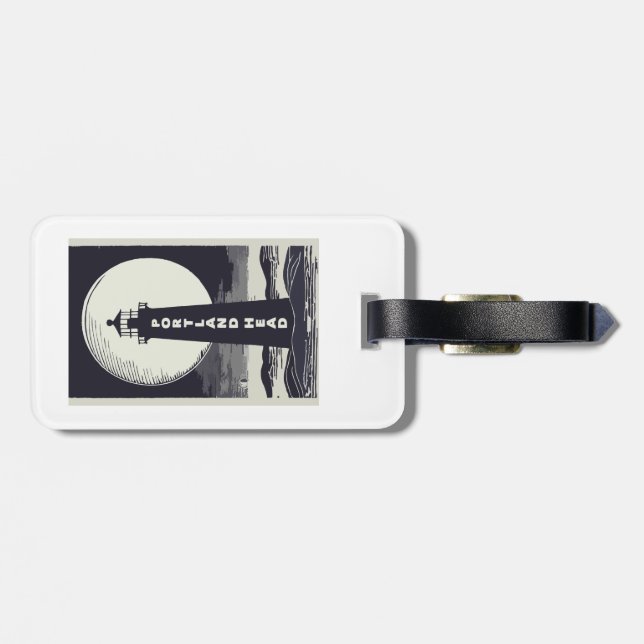 Portland Head Maine Lighthouse Moon Luggage Tag (Back Horizontal)