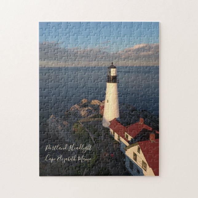 Portland Headlight Glowing Sunset 252 piece Jigsaw Puzzle (Vertical)