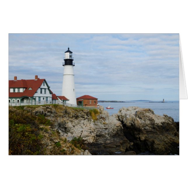 Portland Headlight lighthouse on rocky shore (Front Horizontal)