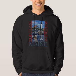 Portland Lighthouse Maine 1875 Design Hoodie