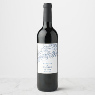 Portland Maine Casco Bay Map Elegant Navy Wedding Wine Label