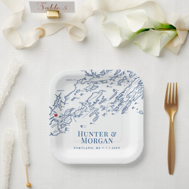 Portland Maine Casco Bay Wedding Engagement Party Paper Plate (Wedding)