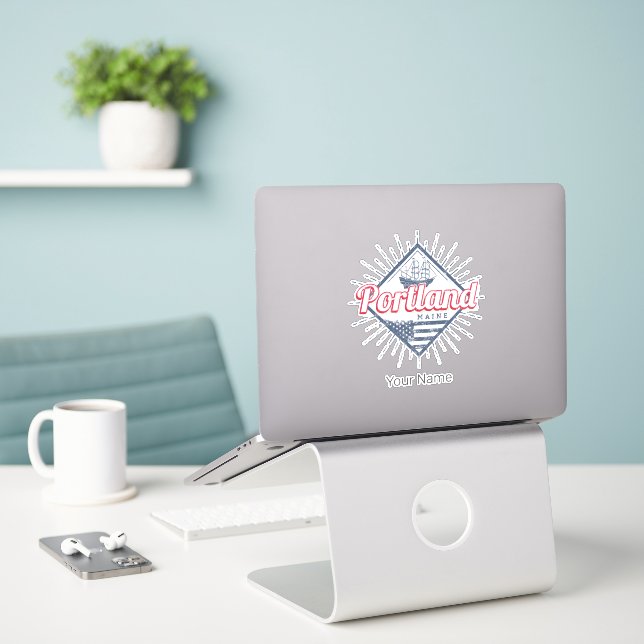Portland Maine City United States Vintage USA (Laptop On Desk)
