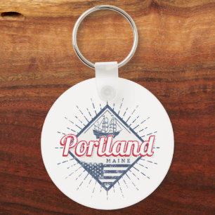 Portland Maine City United States Vintage USA Keychain