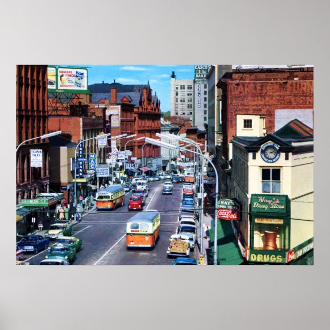 Portland, Maine Congress Street circa 1960 Poster (Front)