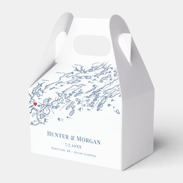 Portland Maine Destination Wedding Elegant Favor Box (Front Side)