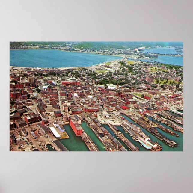 Portland, Maine Early 1960s Aerial Poster (Front)