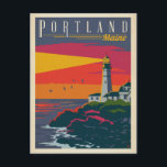 Portland, Maine | Lighthouse Postcard<br><div class="desc">Anderson Design Group is an award-winning illustration and design firm in Nashville, Tennessee. Founder Joel Anderson directs a team of talented artists to create original poster art that looks like classic vintage advertising prints from the 1920s to the 1960s.</div>