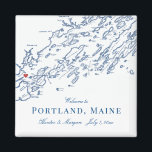 Portland Maine Map Elegant Wedding Favour Magnet<br><div class="desc">Quick and Easy ordering! These Portland, Maine map magnets are perfect to welcome your out of town guests with welcome bag favours, or customize them for your wedding party. Perfect for weddings at Brick South or Portland Ocean Gateway. Move the heart by clicking "Edit Using design tool" under "Personalize". Map...</div>