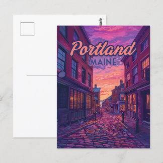 Portland Maine Old Port Cobblestone Vintage Postcard