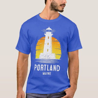 Portland Maine Retro Vintage Lighthouse Idea Desig T-Shirt