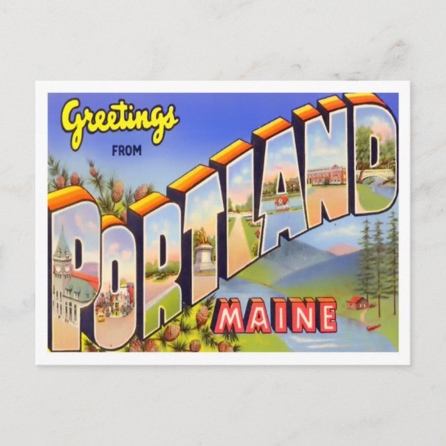 Portland, Maine Vintage Big Letters Carte postale (Devant)