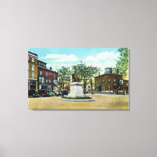 Portland, MaineLongfellow Monument and Square Canvas Print (Front)