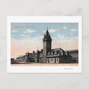 Portland, MaineUnion Station Railroad View Postcard