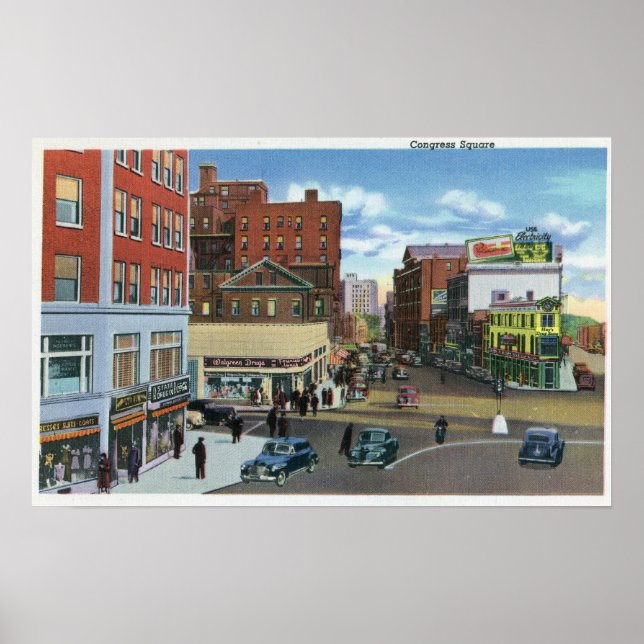 Portland, MaineView of Congress Square Poster (Front)