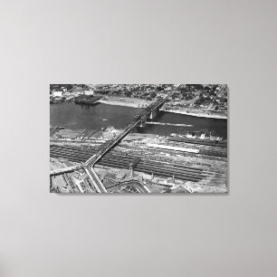Portland, OR Broadway Bridge and Depot Canvas Print