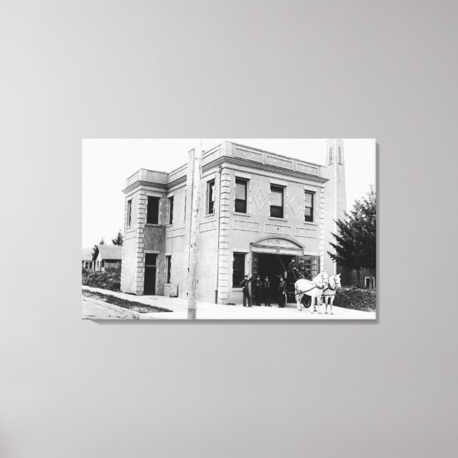 Portland, OR Fire Station #30 Horse Cart Canvas Print (Front)