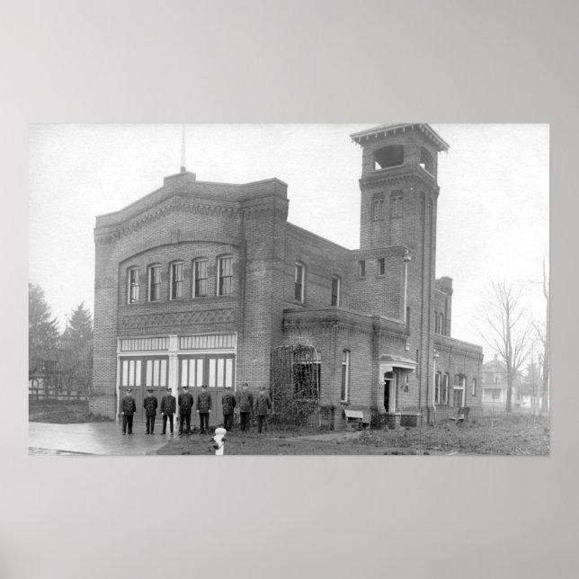 Portland, OR Fire Station View and Tower Poster (Front)