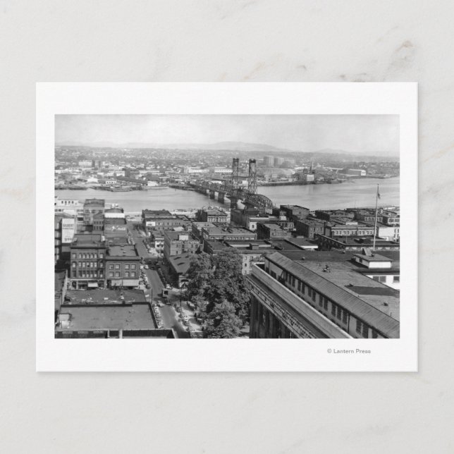 Portland, OR View of City and Hawthorne Bridge Postcard (Front)