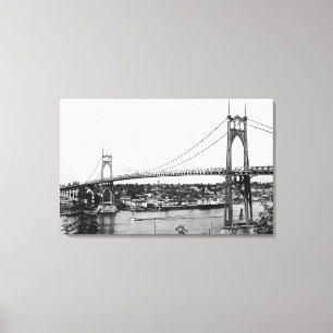 Portland, OR View of St. John Bridge over Canvas Print