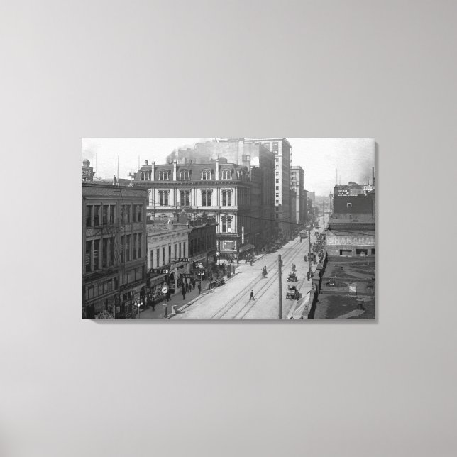 Portland, OR View of Third Street Photograph Canvas Print (Front)