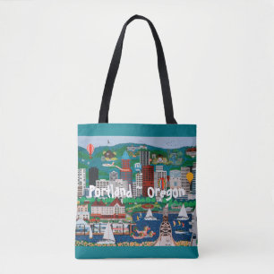 Portland Oregon Aqua Tote Bag