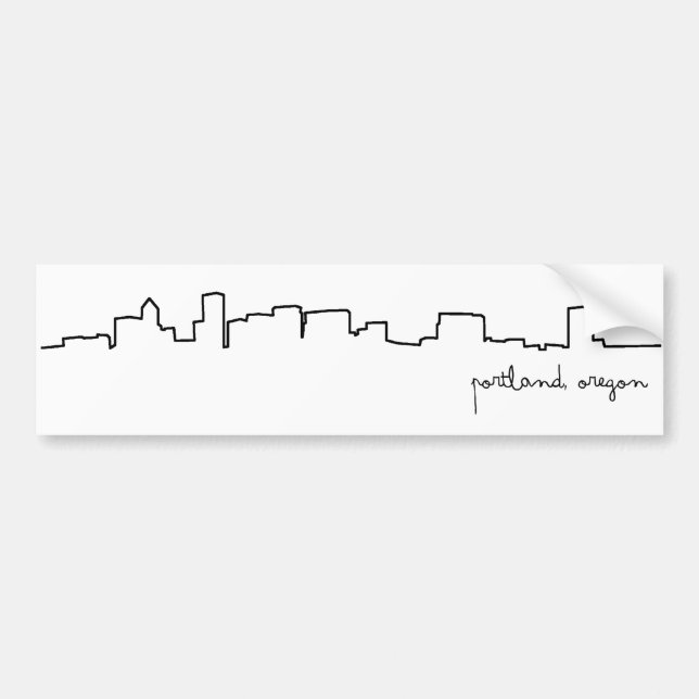Portland, Oregon Cityscape Bumper Sticker (Front)