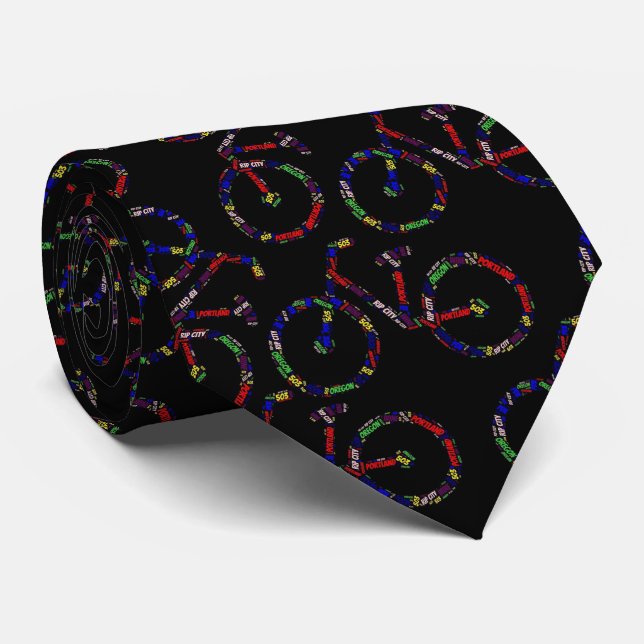 Portland Oregon Colourful Bikes Green Red Blue Tie (Rolled)