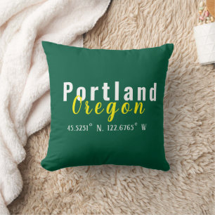 Portland Oregon Coordinates Throw Pillow
