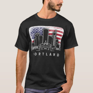 Portland Oregon Multnomah American Flag Vintage T-Shirt