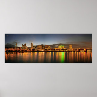 Portland Oregon Night Skyline Poster de réflexion