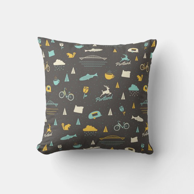 Portland, Oregon Pattern Throw Pillow (Front)