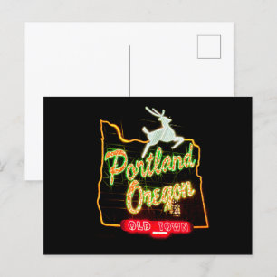 Portland, Oregon Postcard Portland White Stag Sign