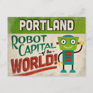 Portland Oregon Robot - Funny Vintage Postcard