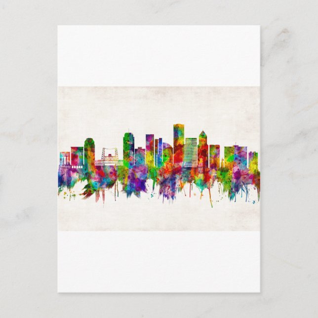 Portland Oregon Skyline Holiday Postcard (Front)